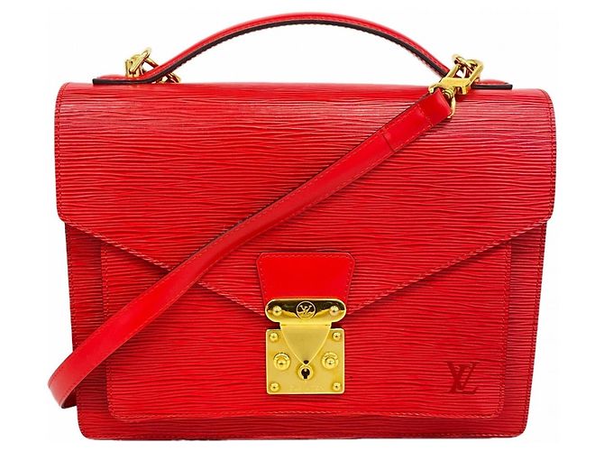 Louis Vuitton Epi Monceau Handbag Red