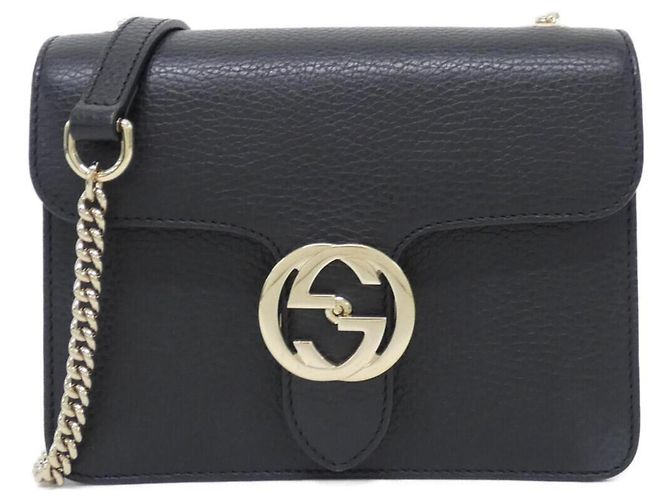 Borsa a tracolla in pelle nera Gucci Nero