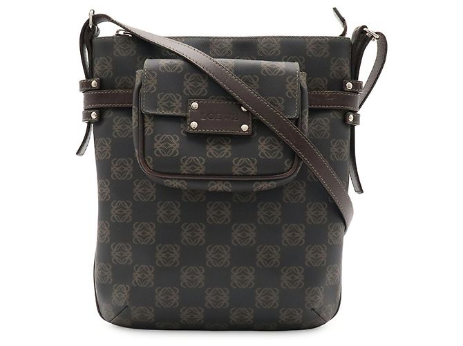 Borsa a tracolla Loewe Repeat Anagram Marrone Nero Marrone scuro