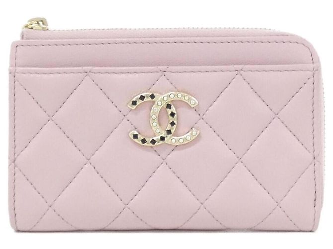 Chanel Kartenetui aus rosa Lammleder Pink