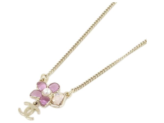 Collar Chanel ABG813 Rosa Blanco Dorado