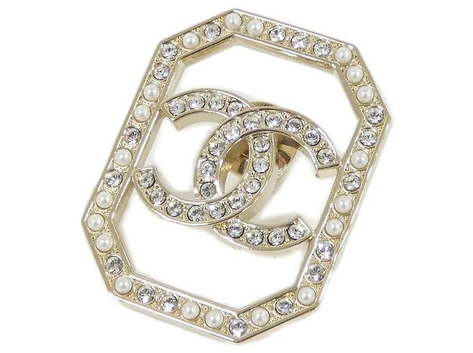 Chanel ABB777 Pin Brosche Weiß Golden