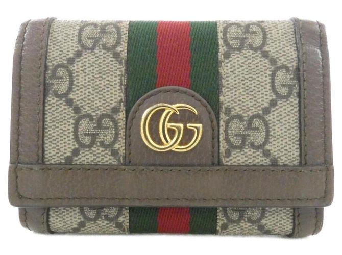 Gucci Ophidia Tri-Fold Wallet Brown Beige
