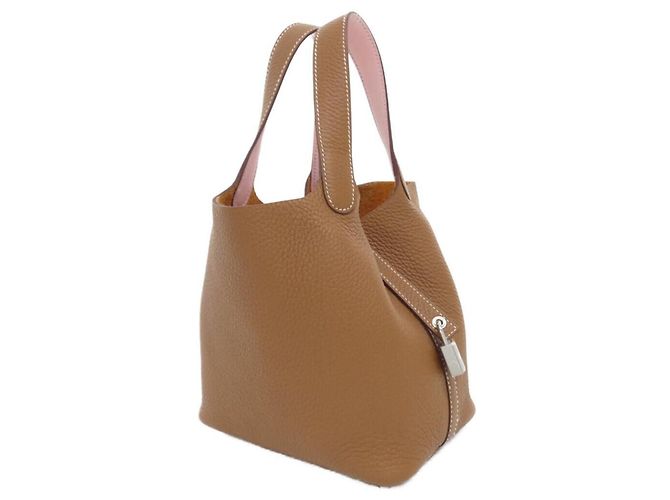 Hermès Bolsa Hermes Picotin Lock Eclat PM Rosa Dourado