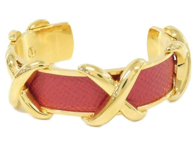 Hermès Hermes Rouge Vif Courchevel Leather Bangle Red 