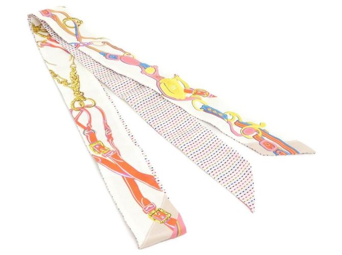 Hermès Sciarpa Twilly Twins BRIDES DE GALA Hermes Bianco Multicolore