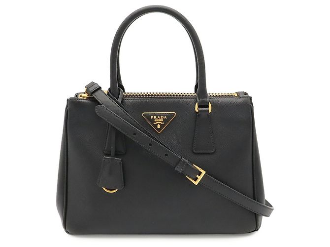 Bolsa Galleria Medium com Triângulo Prada Preto