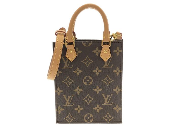 Sac à main Louis Vuitton Monogram Petite Sac Plat Marron