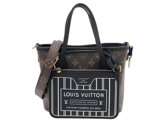 Louis Vuitton Monogram Neverfull Inside Out Handtasche Braun Schwarz