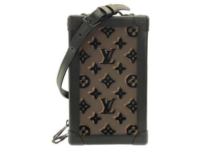 Louis Vuitton Monogram Tuftage Vertical Soft Trunk Shoulder Bag Brown Black