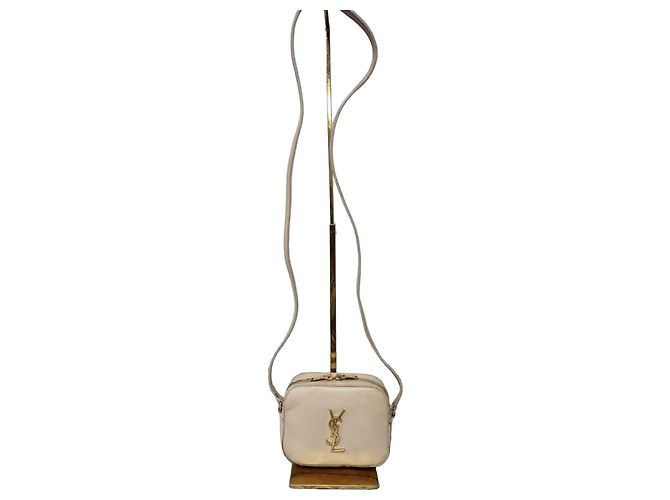 YVES SAINT LAURENT Borsa Camera Monogram Small in Pelle Grena Beige