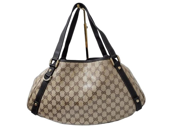 Bolsa de Ombro GUCCI Crystal Monogram Medium Marrom Escuro/Bege