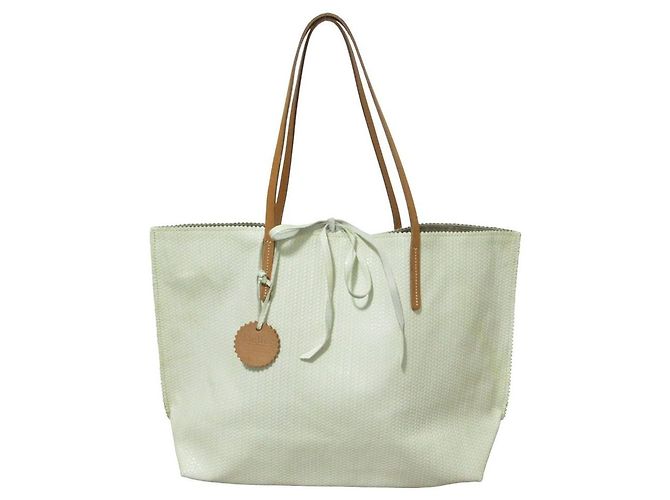 Autre Marque jack gomme ATELIER CUIR LIBRE Bolsa 2-way de couro Branco
