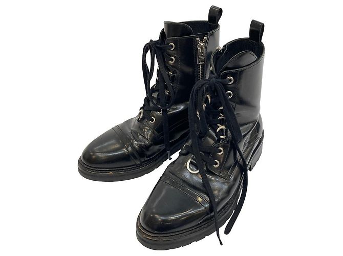 Autre Marque All Saints Leather Short Boots Black