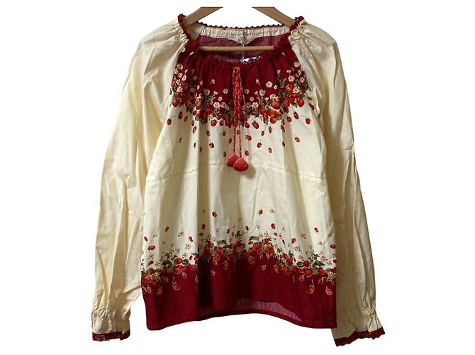 Autre Marque PINK HOUSE Fruit Pattern Long Sleeve Blouse White