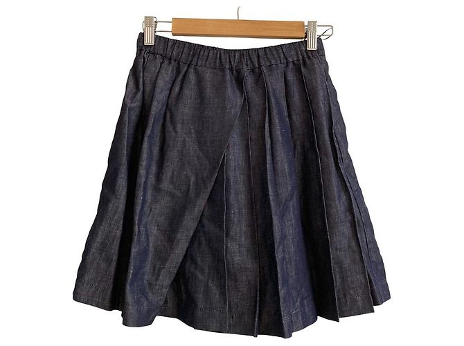 Autre Marque Saia jeans de algodão e linho N°21 Azul