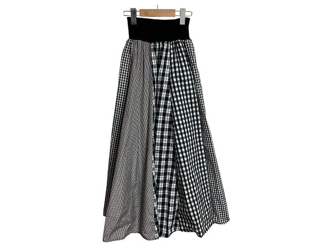 Autre Marque Gonna lunga con mix vichy And Couture Nero