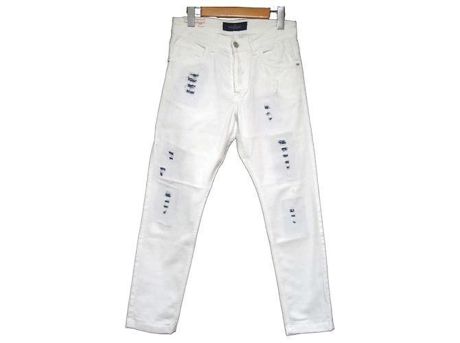 Autre Marque Calças de denim stretch com reparos ENTRE AMIS Branco
