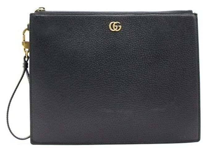 Gucci Clutch com alça de couro Preto