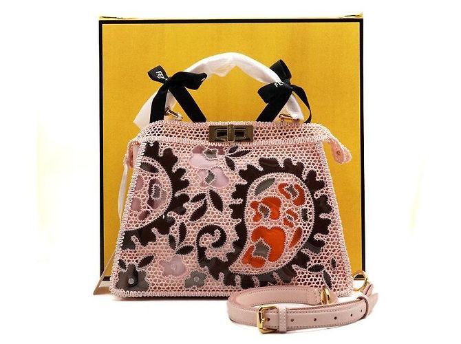 Fendi Pink Macrame PVC Peekaboo SEE YOU Medium Tote Bag