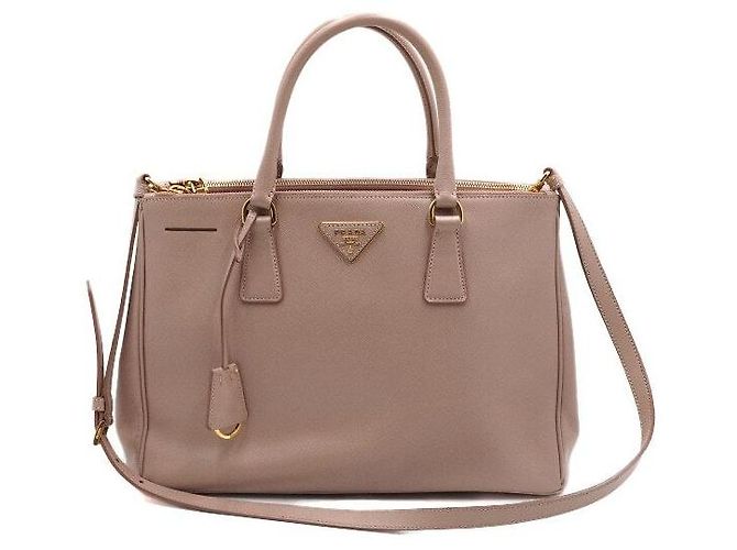 Prada Saffiano Lux Pink Double Zip Tote Bag