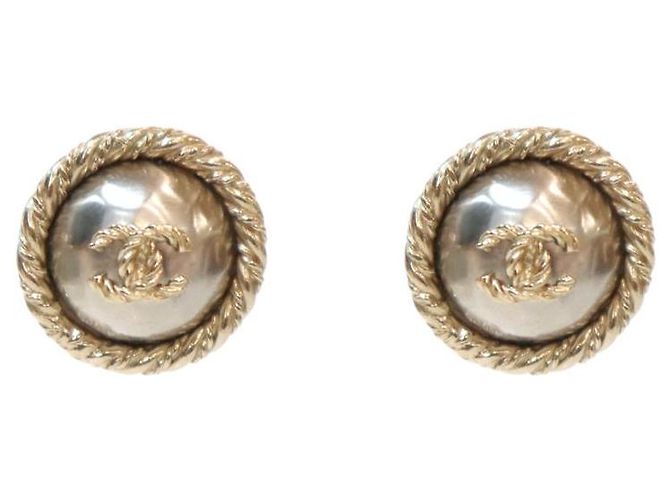 Chanel Boucles d'oreilles Round CC Gold Doré