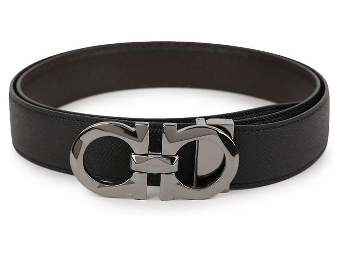 Salvatore Ferragamo Reversible Gancini Belt Black