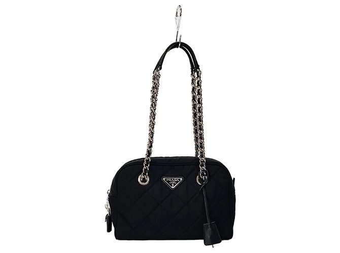 Prada Pocono Small Quilted Chain Shoulder Bag Nero
