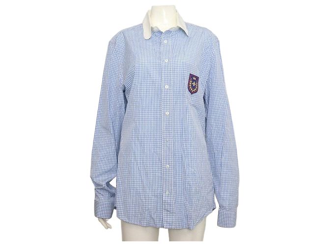 Gucci Unisex-Hemd aus Baumwolle mit blauem Karo-Streifen-Muster