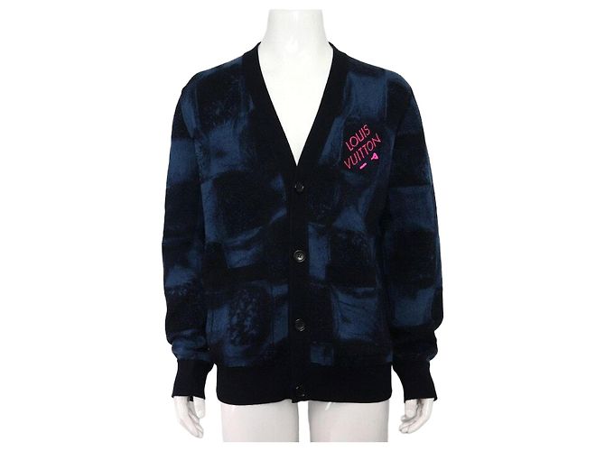 Louis Vuitton Cardigan in jacquard Damier Salt Blu
