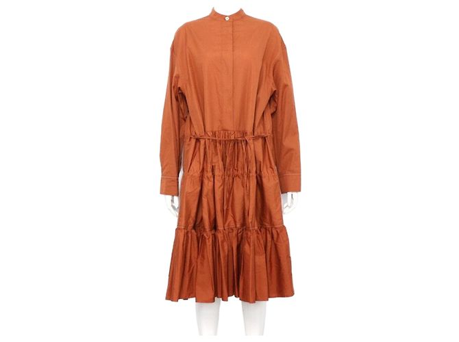 Marni Vestido de algodón marrón con banda para mujer Castaño 