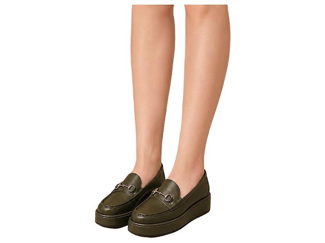 Gucci Mocassin à talon compensé avec mors vert forêt