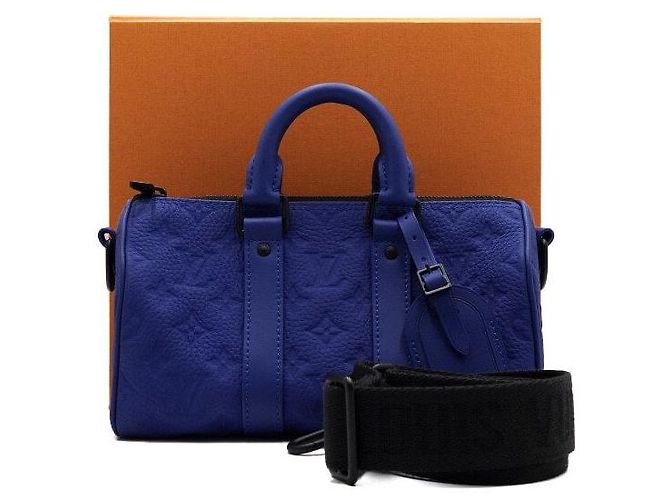 Louis Vuitton Borsa a tracolla e Tote Bag Keepall in Taurillon Monogram Blu