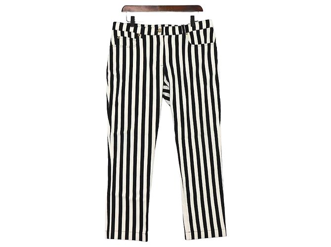 Louis Vuitton Pantalones slim de denim con rayas blancas y negras para mujer Blanco