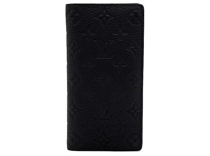 Louis Vuitton Black Monogram Taurillon Leather Brazza Wallet for Men