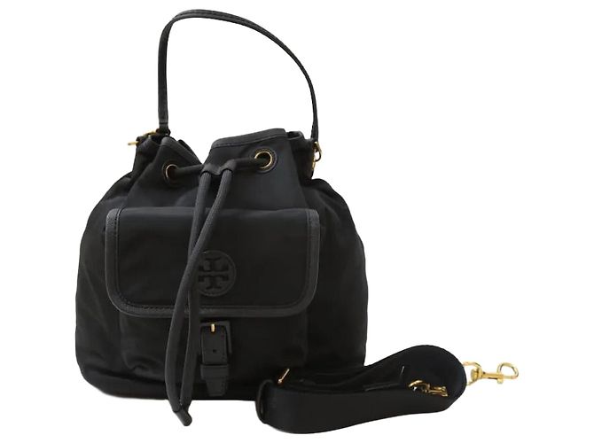 Tory Burch Borsa a secchiello con coulisse a tracolla nera