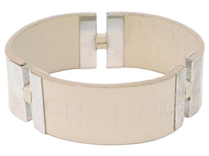 Chanel Ivory Leather Bracelet White