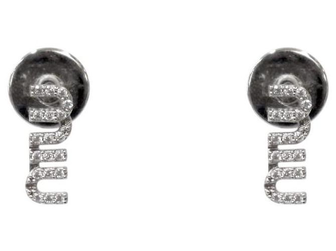 Miu Miu Orecchini Crystal Logo Silver Argento 