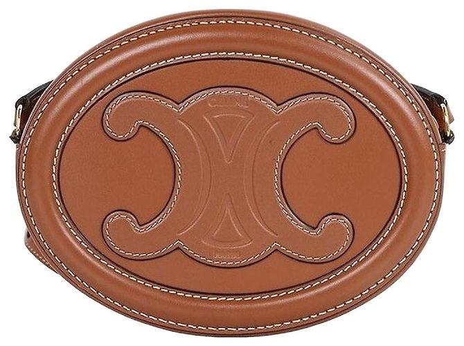 Céline Borsa a tracolla Triomphe Oval Ten Brown Marrone