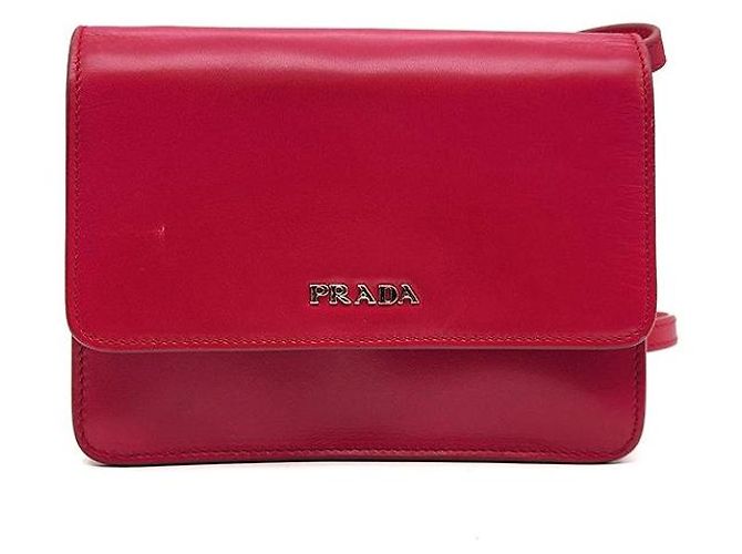 Prada Mini bolsa transversal com aba Vermelho