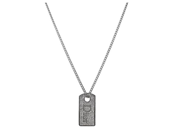 Dior Collana con placca cubica in argento