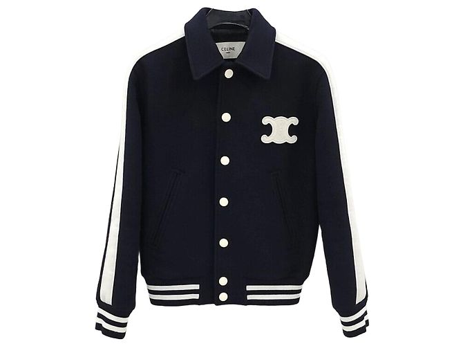 Céline Double Face Cashmere Triomphe Teddy Jacke Silber 