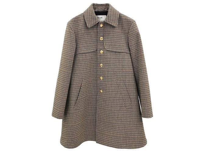 Céline Houndstooth Wool Check Coat