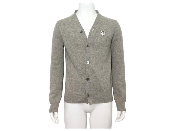 Comme Des Garcons Unisex Strickjacke in Grau-Weiß Braun