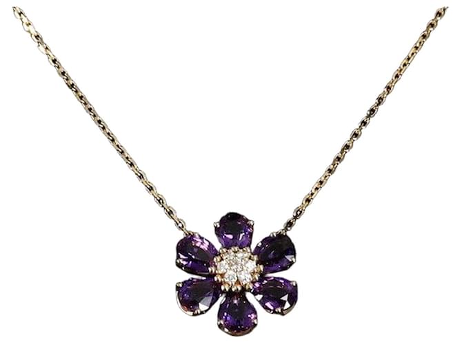 Van Cleef & Arpels Fleur de Hawaii Amethyst Diamond Pendant Necklace Yellow Gold Season Multiple colors 