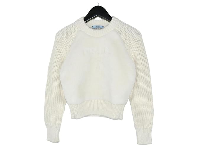 Prada Lammfell-Strick Weiß 