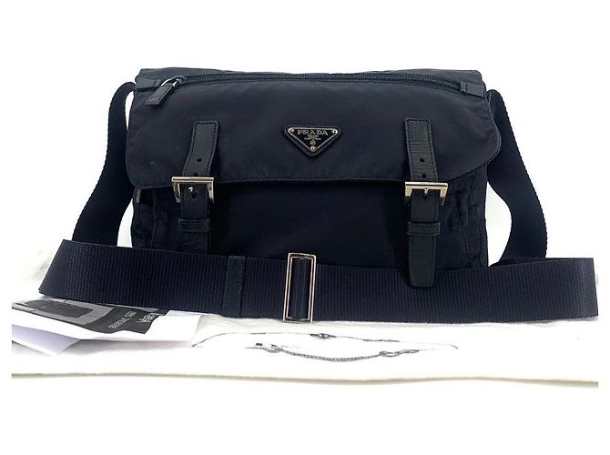 Prada Sac bandoulière en nylon avec logo triangle Bleu