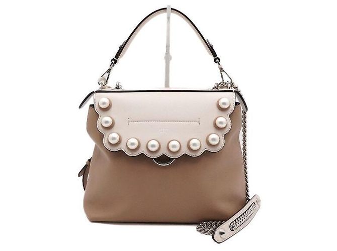 Fendi Back to School Chain Bag Tote Shoulder Backpack Brown