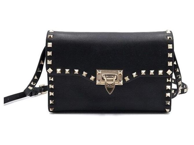 Valentino Borsa a tracolla e crossbody Rockstud in pelle nera Nero