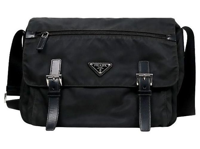 Double Prada Borsa a tracolla doppia in nylon nero